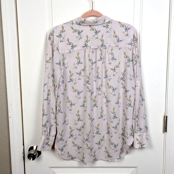 LOFT | Purple Botanical Long Sleeve Button Up Shirt Size Small - Picture 2 of 9